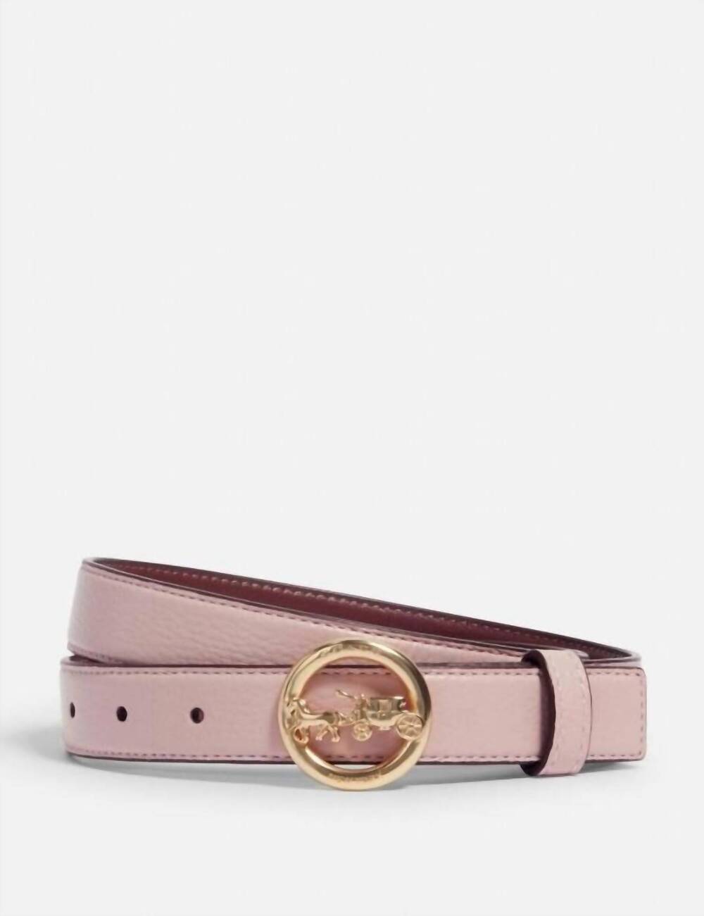 NEW COACH women's horse and carriage buckle belt in pink / brown
